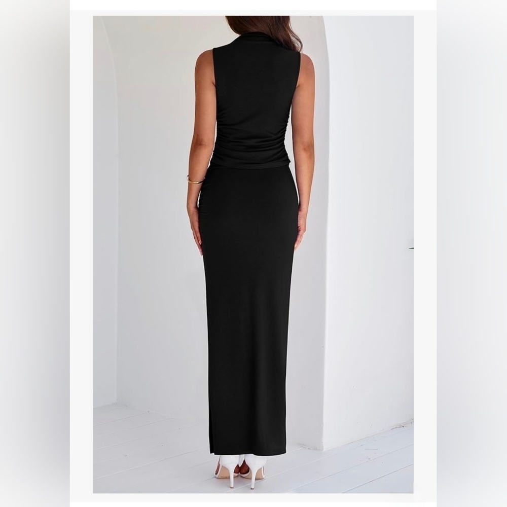 BTFBM Knit Top Split Maxi Skirt Set #1180 - Picture 9 of 14